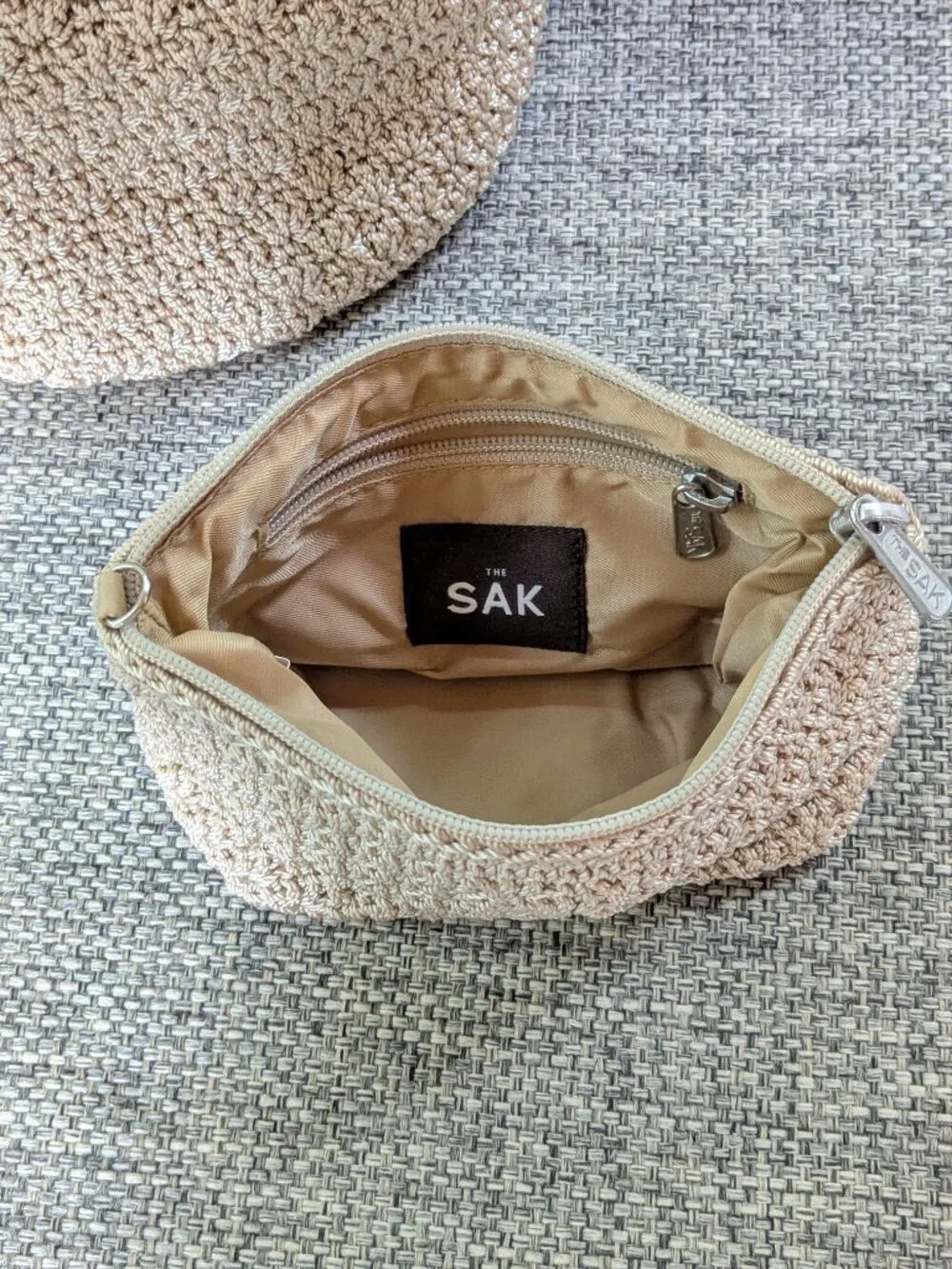 The Sak hand-crocheted hobo bag and pouch